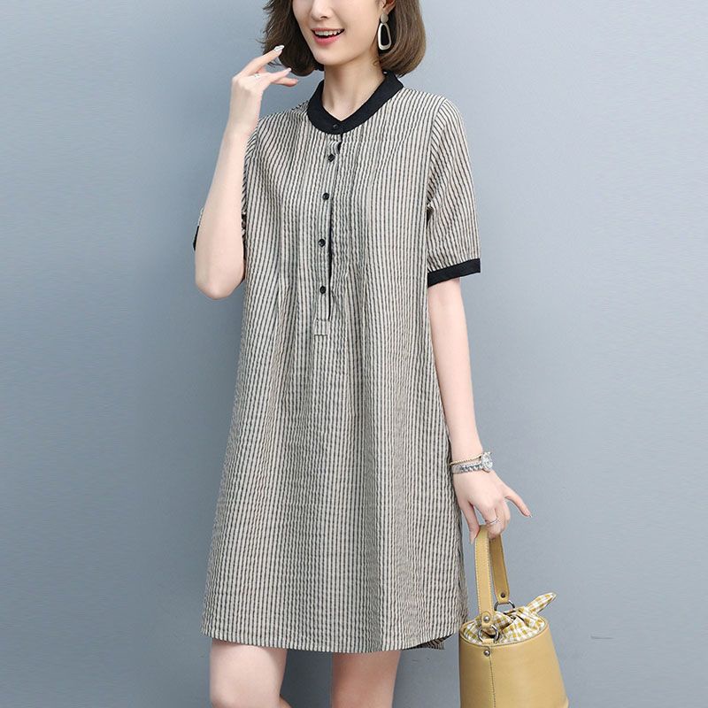 Ốp Điện Thoại Thời Trang Cho G43447 G43447# Đầm Bầu Dáng Rộng Tay Ngắn Họa Tiết Sọc Ngang Bằng Vải Cotton Thời Trang Mùa Hè Hàng Mới