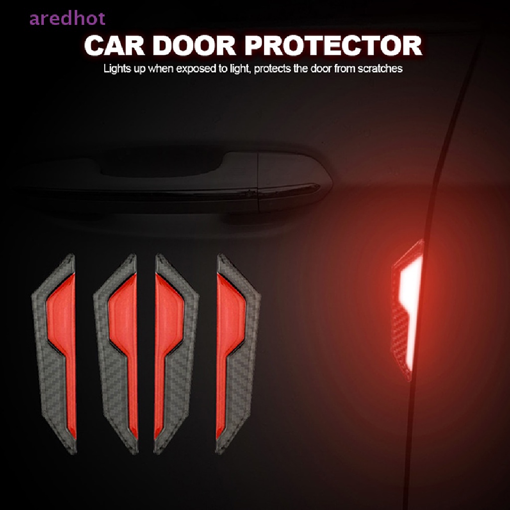 1 Bộ Miếng Dán Phản Quang Bằng Sợi Carbon Chống Va Chạm An Toàn Cho Cửa Xe Hơi Mới