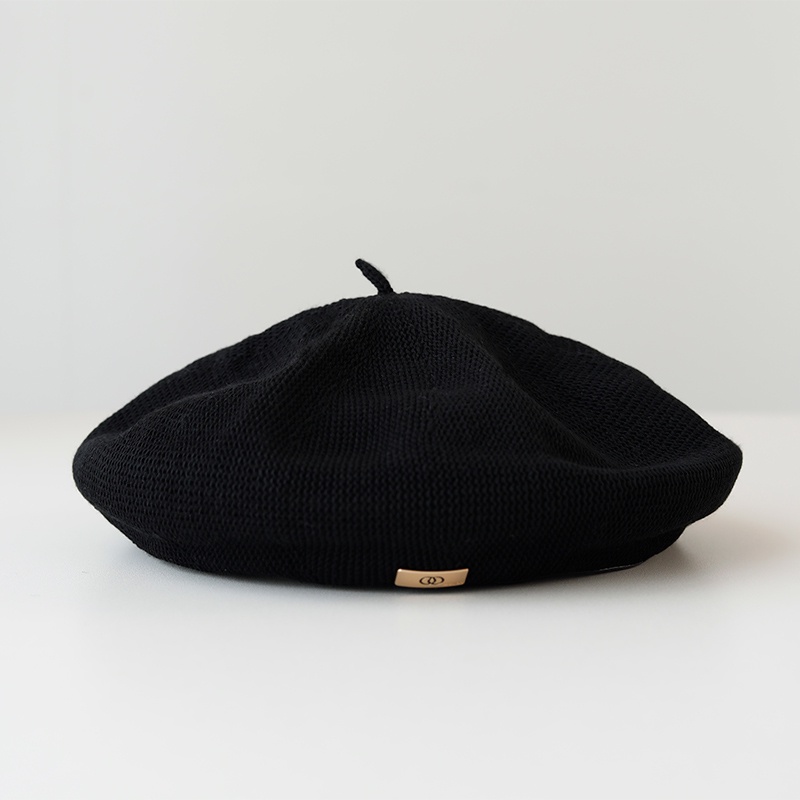 Mũ beret hè chất liệu lưới thông thoáng khí tag kim loại mới phong cách Hàn Quốc