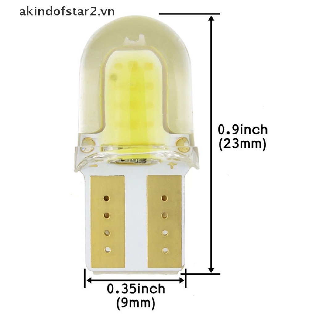 Set 10 Đèn LED Vỏ Silicone Gắn Cửa Xe Hơi T10 194 W5W COB akindofstar2.vn} T10 194 W5W