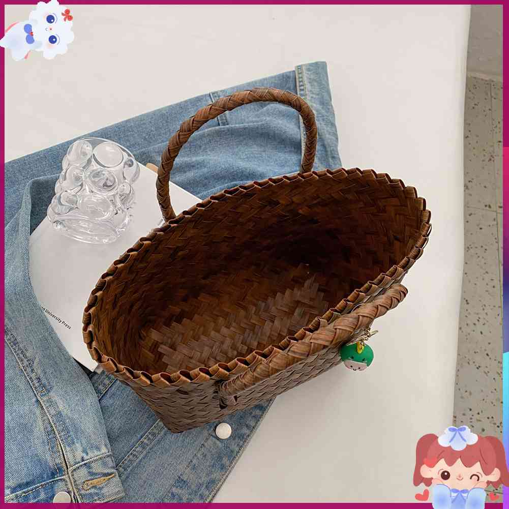 Túi Xách Đan Lát Sức Chứa Lớn Có Móc Khóa Dễ Thương Cho Nữ