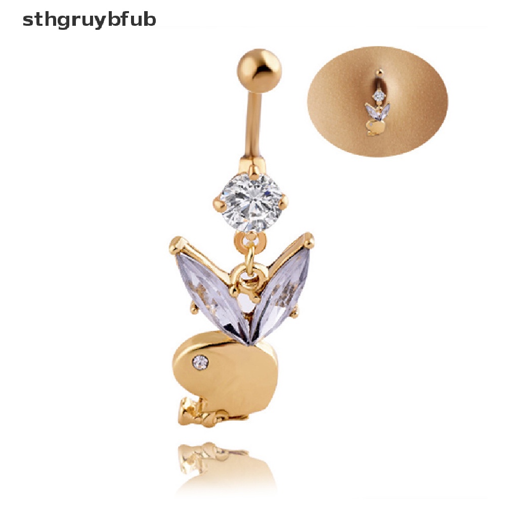 1 Khuyên RốN HìNh Thỏ ĐíNh Đá BằNg ThéP Y Tế