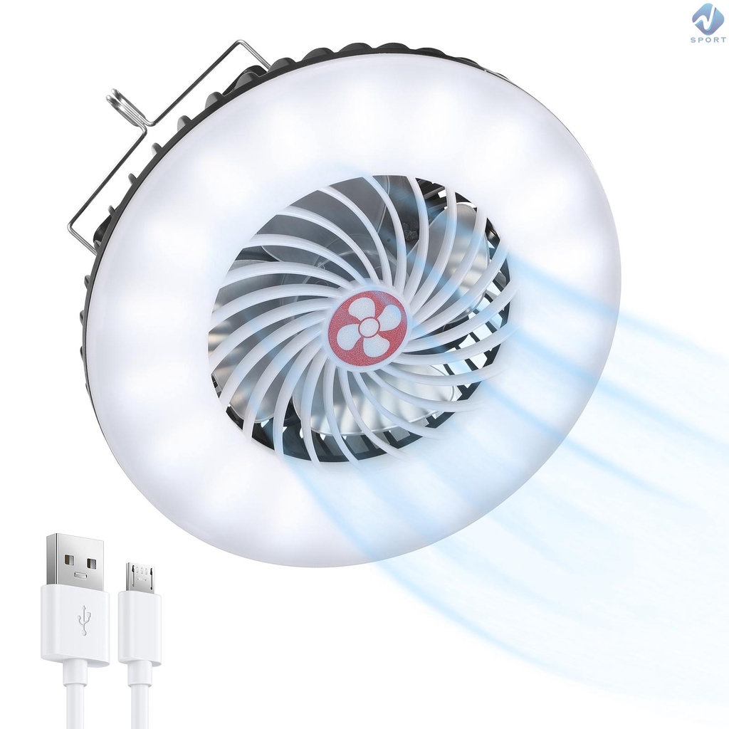 Đèn LED Cắm Trại Năng Lượng Mặt Trời Kèm Quạt Sạc USB Tiện Dụng
