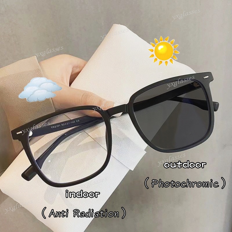 Kính Chống Tia Bức Xạ Quang Học Tròng Vuông Đơn Giản Bảo Vệ Mắt Cho Nam Nữ