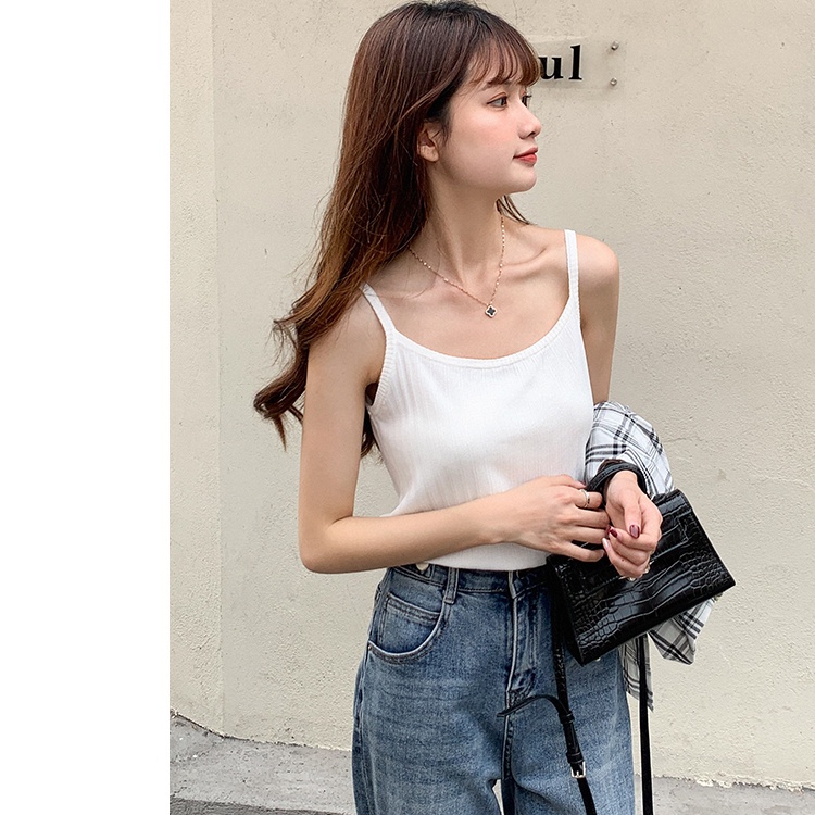 Áo tanktop SUXI dệt kim thiết kế tối giản thời trang mùa hè cho nữ