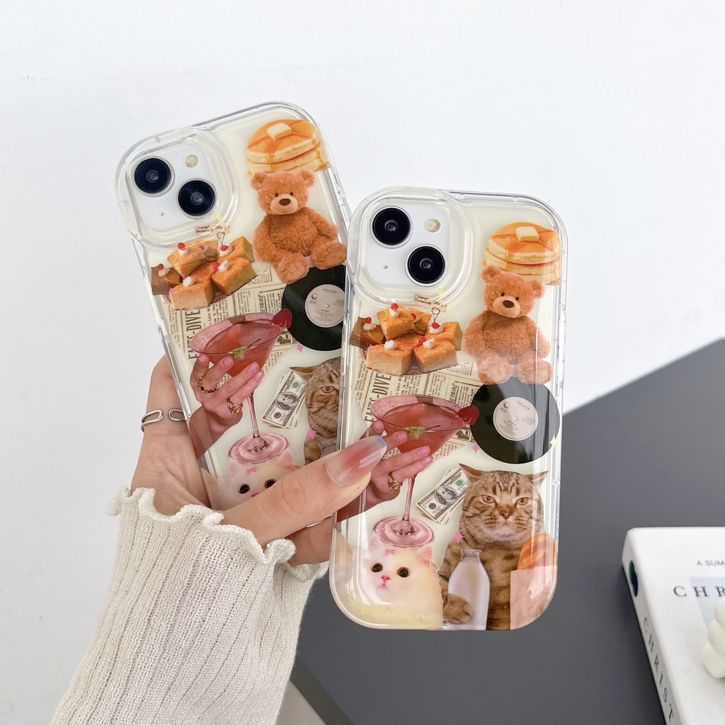 Ốp Điện Thoại Silicone TPU Mềm Trong Suốt In Hình Mèo Bảo Vệ Ống Kính Máy Ảnh Cho iPhone 14 13 12 11 Pro Max