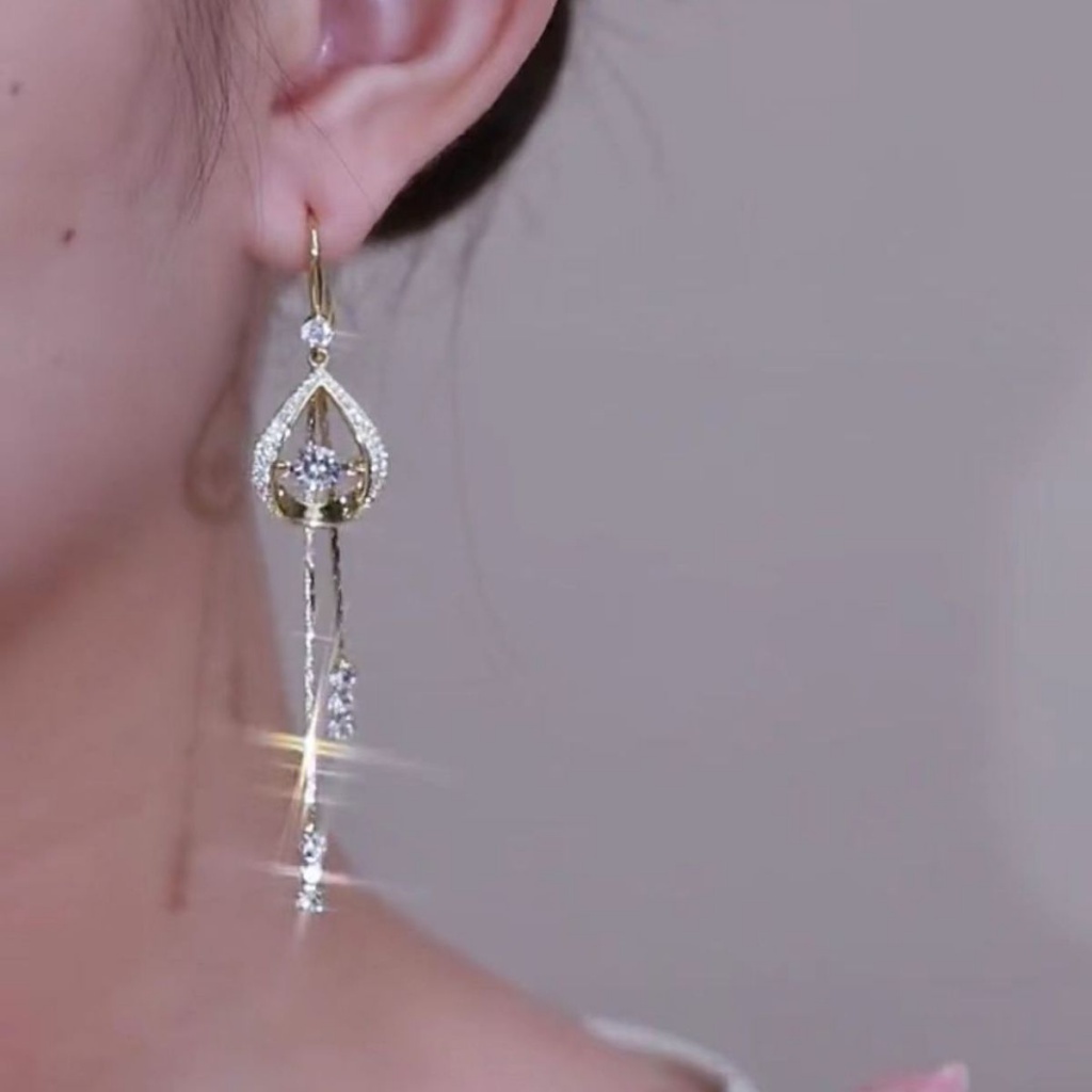 Bông Tai Dài 925 Dáng Đính Kim Cương Hình Giọt Nước Thời Trang Cho Hoa Khuyên Tai Bướm Nữ