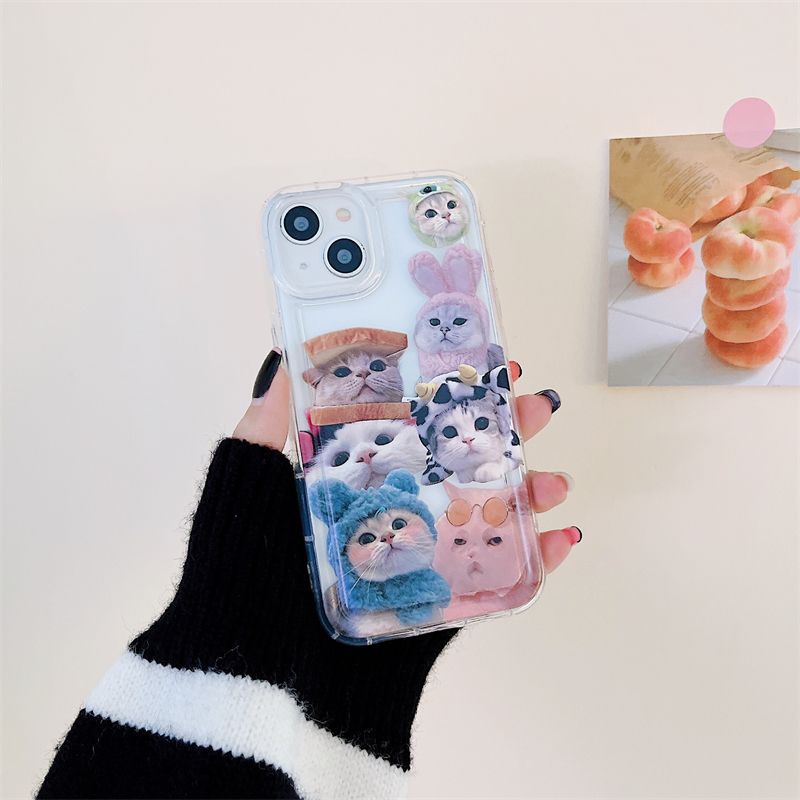 Ốp Điện Thoại Silicon TPU Mềm Trong Suốt Chống Sốc In Hình Mèo Cho IPhone 14 13 11 12 Pro XS Max X XR 7 + 8 Plus