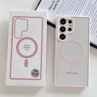 Ốp Điện Thoại Acrylic Trong Suốt Từ Tính Màu Kẹo Cho Samsung Galaxy S23 S22 Ultra S23 Plus