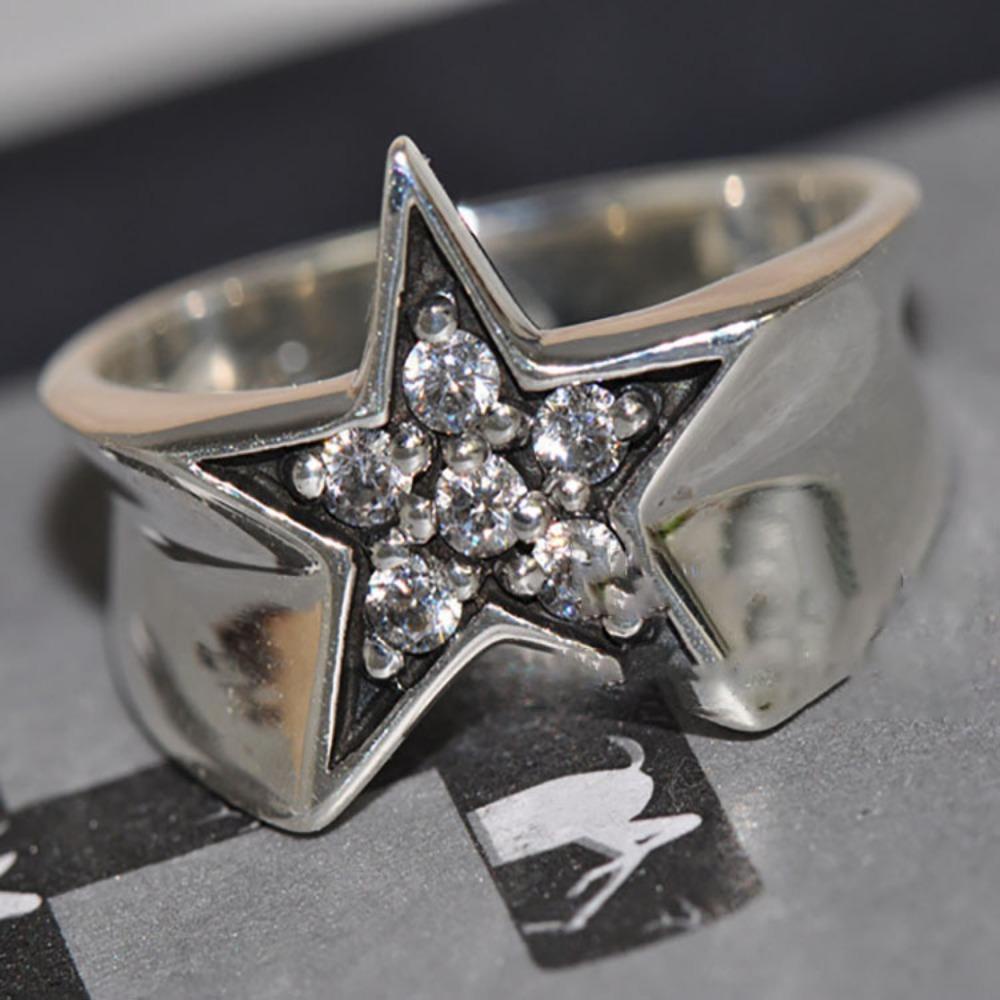 MXGOODS Nhẫn Hình Ngôi Sao Đính Đá Lấp Lánh Có Thể Điều Chỉnh Kích Cỡ Phong Cách Hàn Quốc Cho Nam