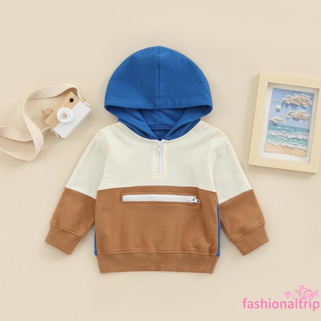 Áo Hoodie Có Túi Và Khóa Kéo Màu Sắc Thời Trang Mùa Xuân Cho Bé Trai