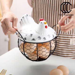[TT]☼Egg Storage Basket Chicken Shape Decoration Iron Anti-slip Egg Storage Container for Kitchen