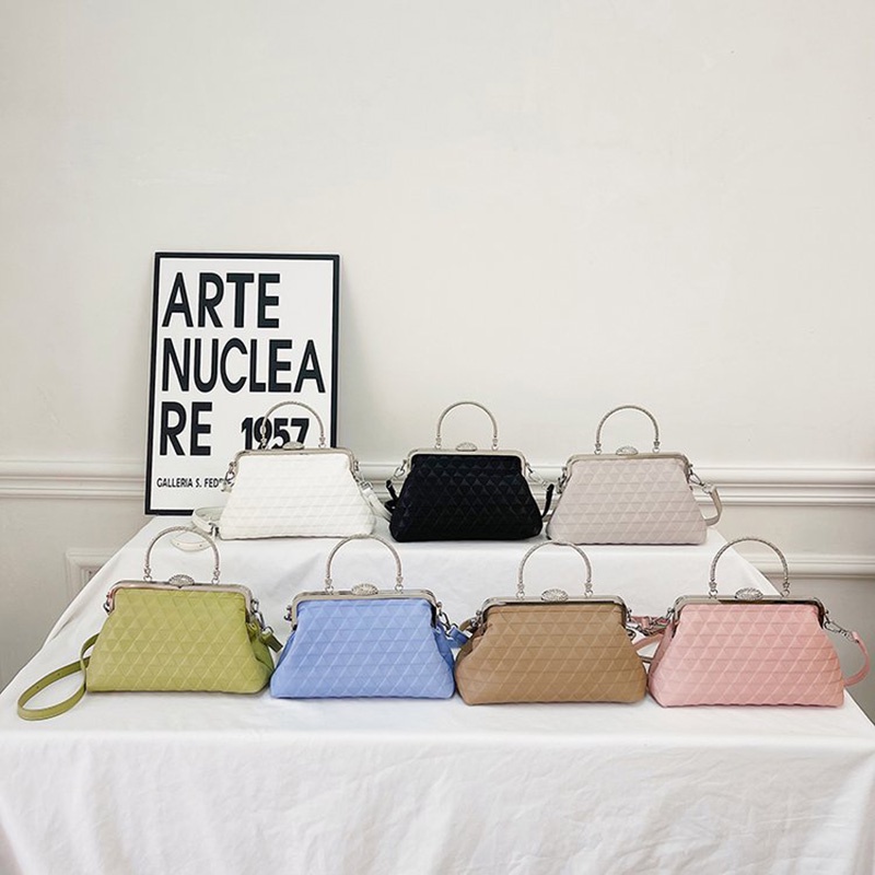 Túi Xách Đeo Vai Có Kẹp Màu Vàng Kim Phong Cách Âu Mỹ Cổ Điển Thời Trang Cho Nữ