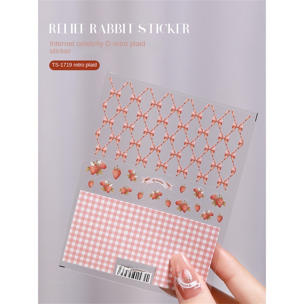 Miếng Dán Trang Trí Móng Tay 3D Hình Thỏ Dễ Thương