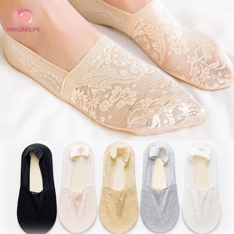 Vớ Thuyền Ren Hoa Mỏng Cổ Thấp Thoáng Khí Thời Trang Mùa Hè Cho Nữ