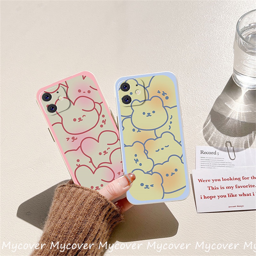 Ốp Điện Thoại Silicon Họa Tiết Thỏ / Gấu Dễ Thương Dành Cho iPhone 14 13 12 11 Pro Max X XR Xs Max 6 7 8 Plus