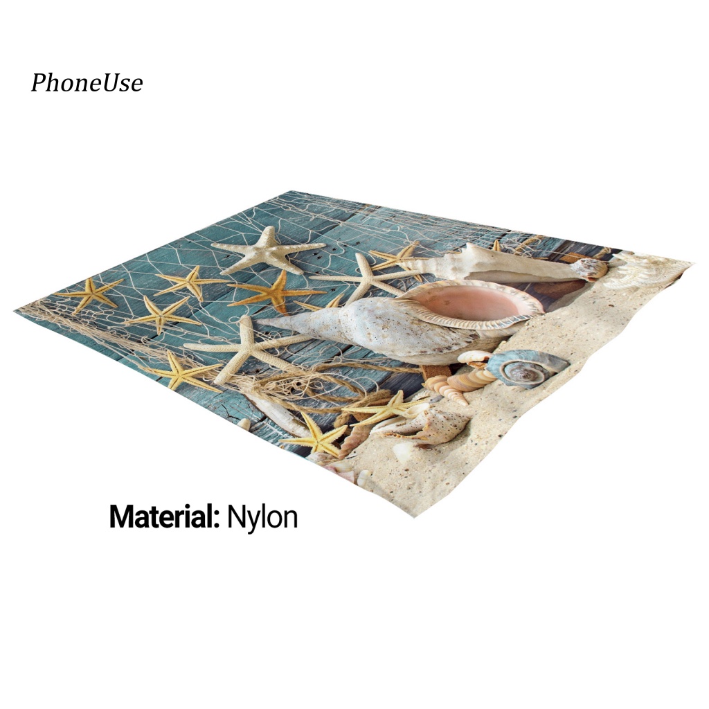 Thảm PU Chống Nước Mau Khô Kèm Túi Cát Họa Tiết Bãi Biển Hawaii Ngoài Trời