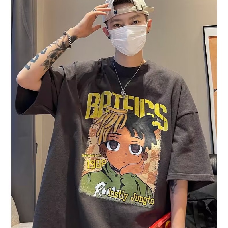 Áo Thun Tay Ngắn Cổ Tròn In Họa Tiết Hoạt Hình Phong Cách Hàn Quốc Thời Trang Cho Nam Và Nữ Size M-5XL