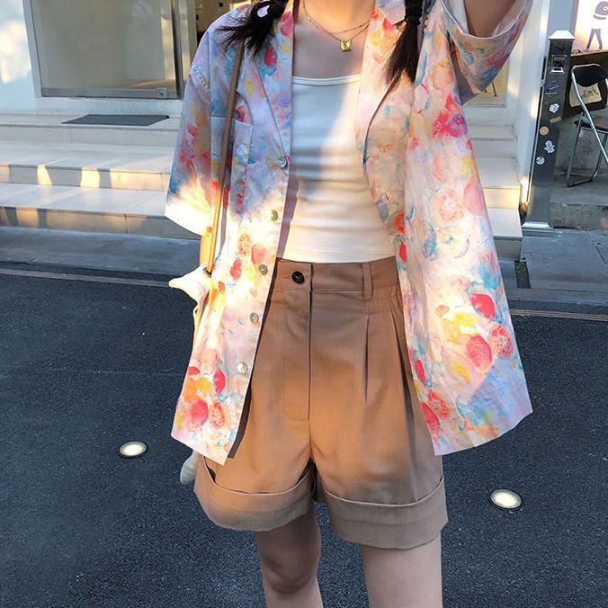 Áo Sơ Mi Voan Tay Lửng In Họa Tiết Hoa Thời Trang Dành Cho Nam Nữ