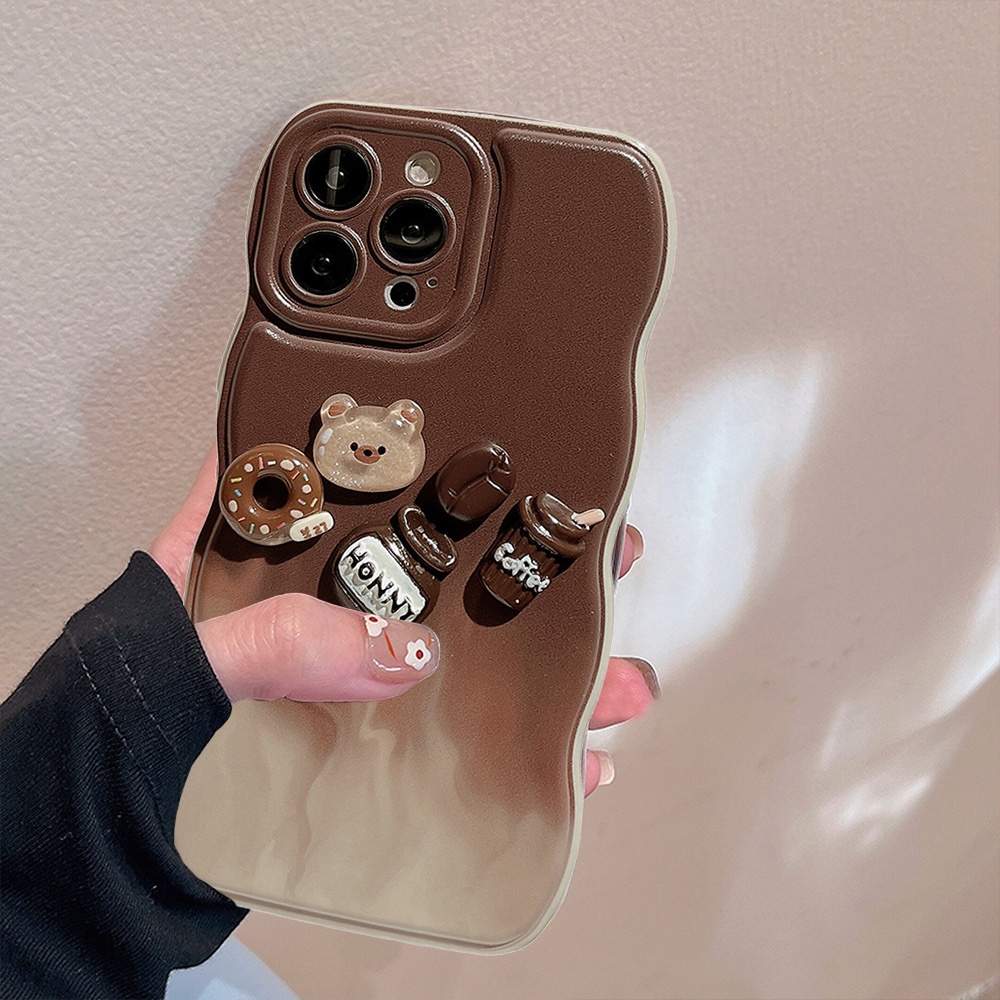 Ốp Điện Thoại TPU Mềm Hình Gấu 3D Màu Gradient Cho IPhone 11 12 13 14 Pro Max 14 Plus 1 / 2 / 3 / Pro