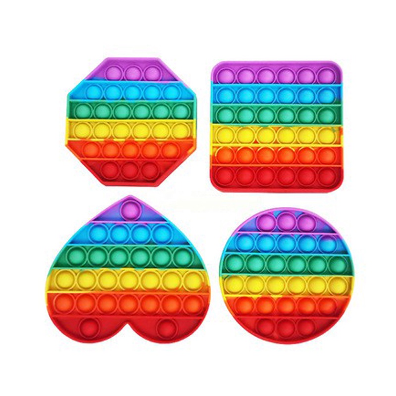 Cầu Vồng Fidget Đồ Chơi Silicon Đẩy Bong Bóng Fidget Cảm Giác Giảm Căng Thẳng Đồ Chơi Cho Trẻ Em