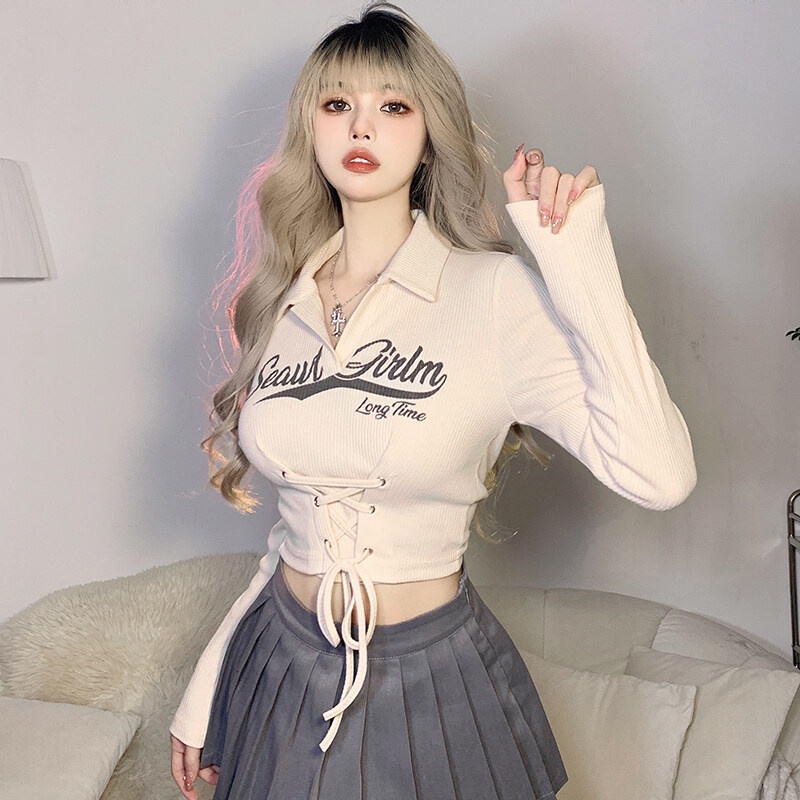 Kliou 2023 new Áo Thun Dệt Kim Co Giãn Ôm Dáng Màu Mơ Tươi Sáng Phong Cách Đường Phố Trẻ Trung Mới 2023 Dễ Phối Đồ Cho Nữ