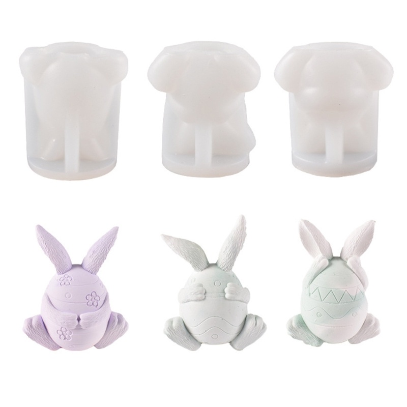 Khuôn Làm Nến Diy Hình Thỏ Mắt Miệng Và Tai Thỏ Bằng Đá Gypsum