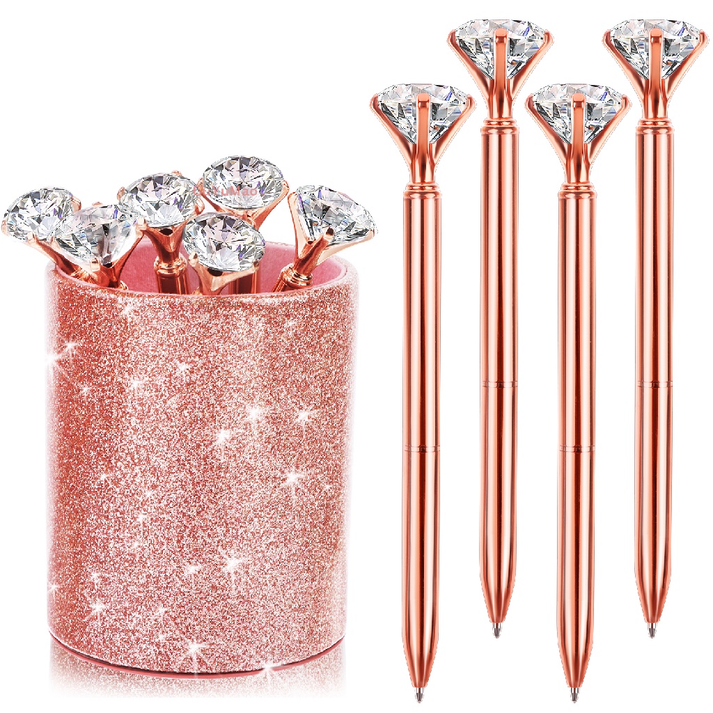 [cxGUYU] Set 6 Giá Đỡ Bút / Đồ Trang Điểm Để Bàn Màu Vàng Hồng Lấp Lánh Cho Nữ / Văn Phòng / Nhà Ở PRTA