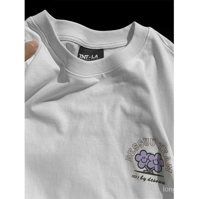 Áo Thun 100% Cotton Tay Ngắn Dáng Rộng In Chữ Phong Cách Hàn Quốc Thời Trang Mùa Hè Cho Nam Và Nữ