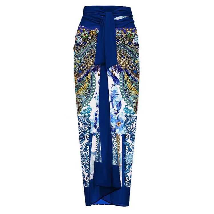 Bộ Đồ Bơi Một Mảnh In Họa Tiết Gốm Sứ Kèm Chân Váy Dành Cho Nữ