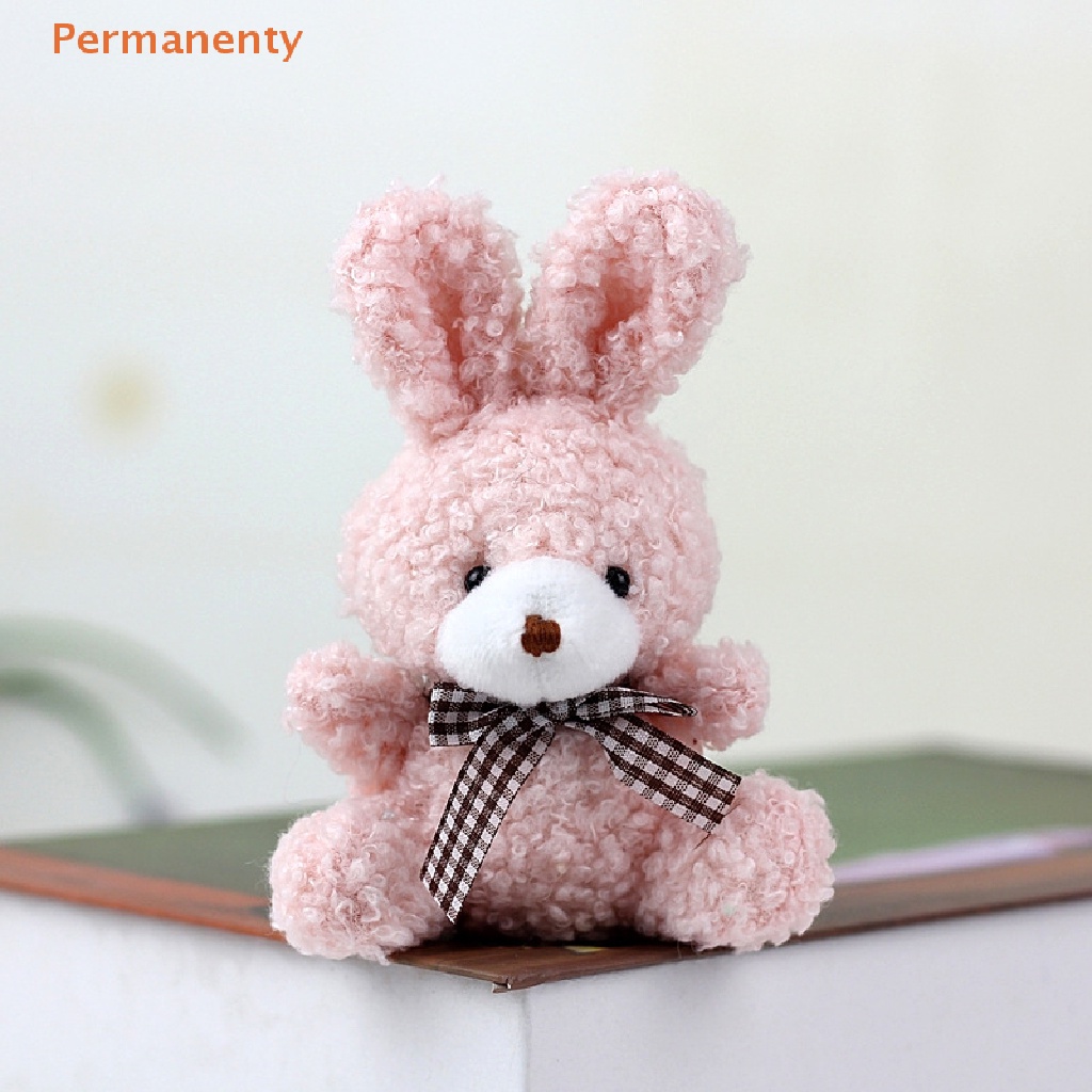 Thỏ Nhồi Bông Mềm Mại 11CM Đeo Nơ Dễ Thương