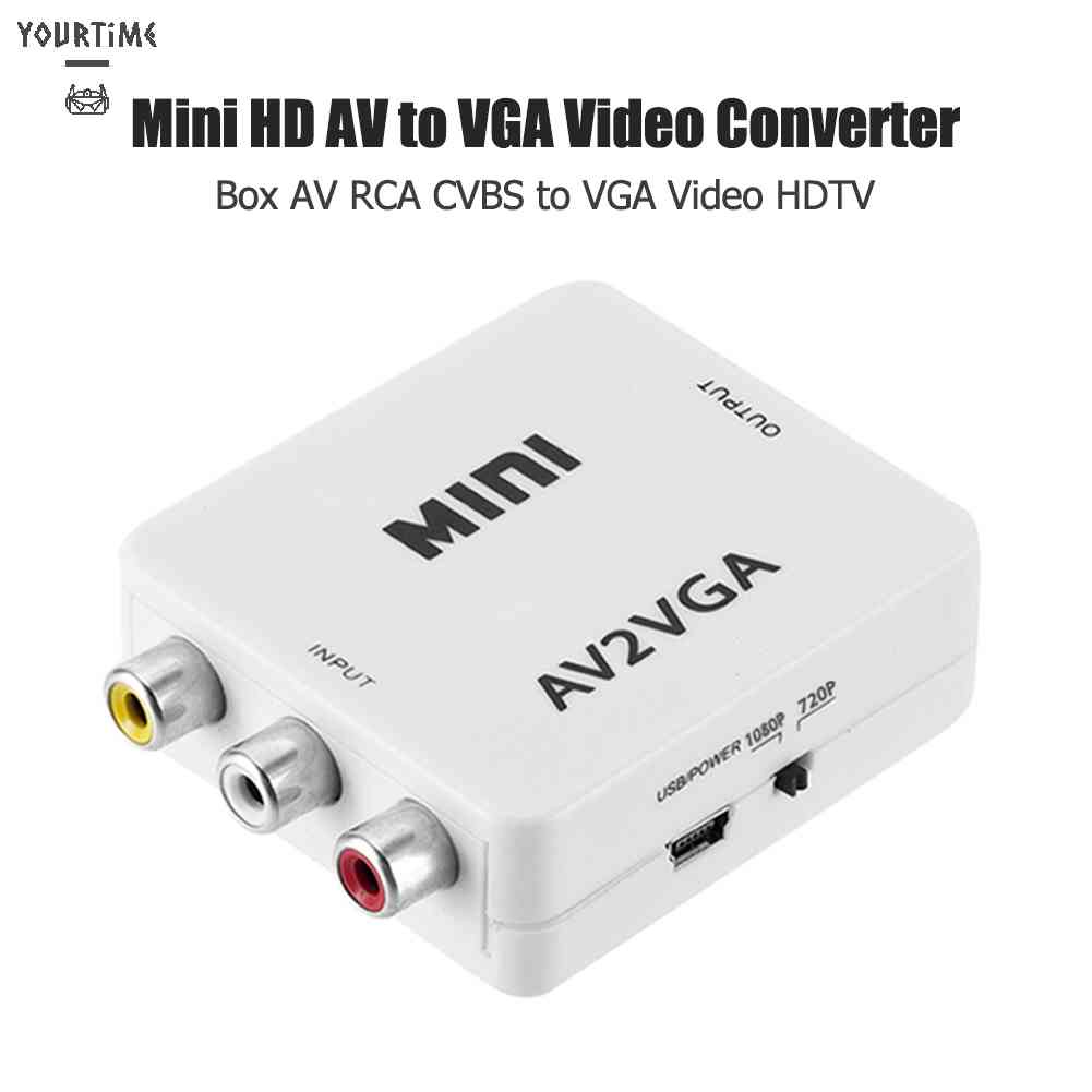 Bộ ChuyểN ĐổI Mini HD AV2VGA AV RCA CVBS Sang VGA Cho HDTV