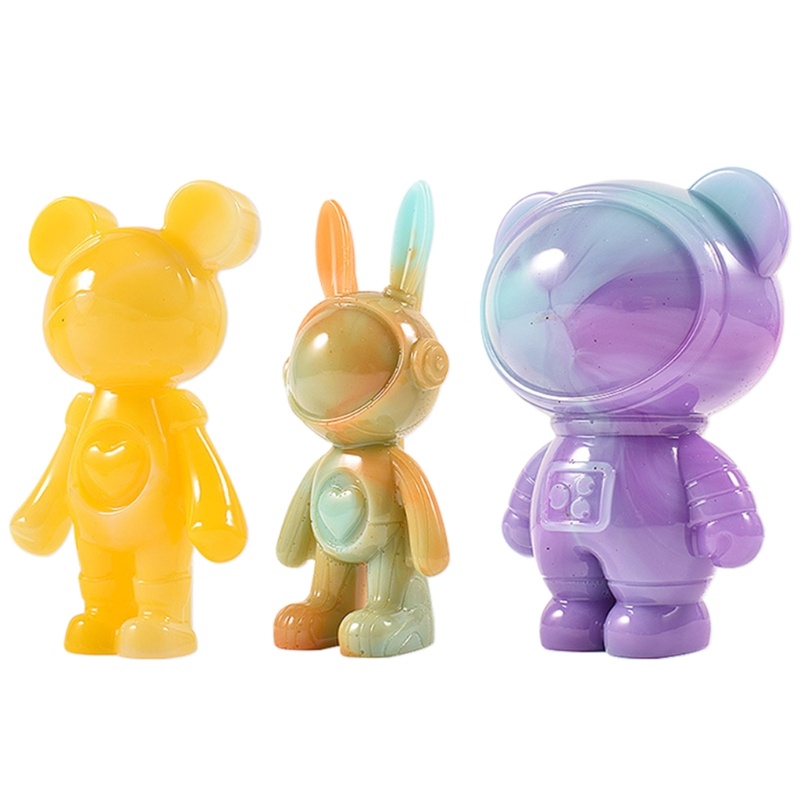 Khuôn Làm Móc Khóa Hình Thỏ / Gấu Không Gian 3D DIY