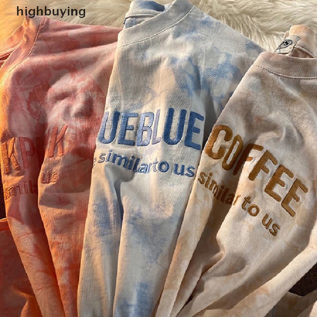 Áo Thun Nữ Ngắn Tay Cổ Tròn Nhuộm Màu Thời Trang