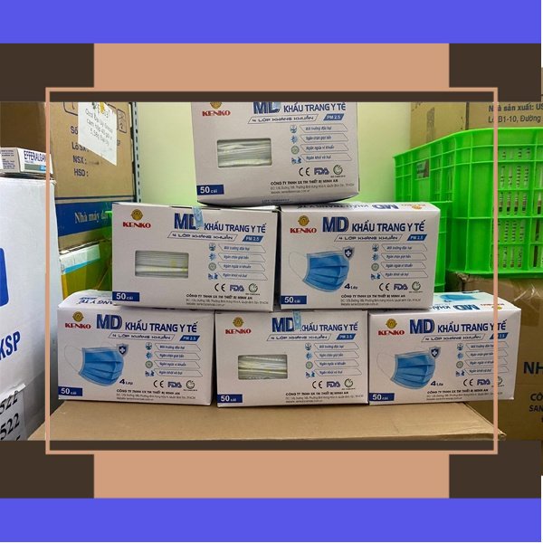 [ Thuốc Tốt 573 ] Khẩu trang y tế kháng khuẩn 4 lớp MD kenko hộp 50 cái màu trắng