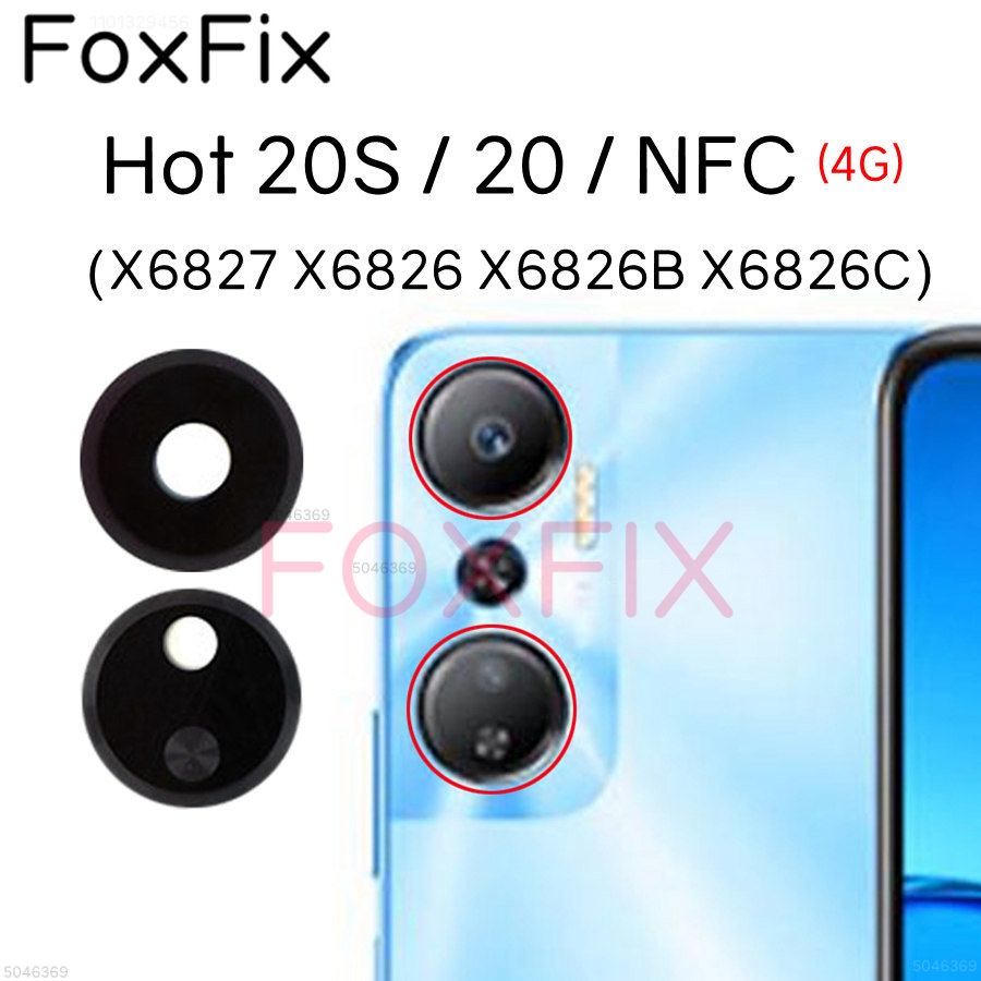 Mặt Sau Ống Kính Máy Ảnh Cho Infinix Hot 20S 20 NFC Phía Sau Camera Kính Thay Thế Với Miếng Dán Dính