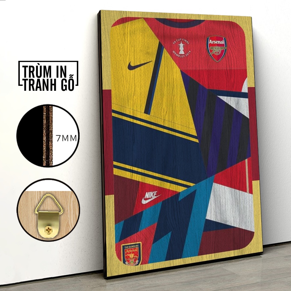 Tranh in gỗ trang trí nội thất Đội Bóng Đá Nike Arsenal Nhiều Màu Sắc decor phòng ngủ phòng khách văn phòng
