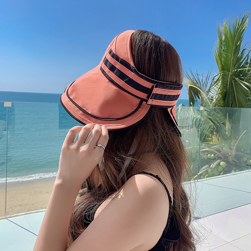 Ygt Mũ Rộng Vành Chống Nắng Tia UV Họa Tiết Kẻ Sọc In Chữ Thời Trang Đi Biển Mùa Hè Cho Nữ