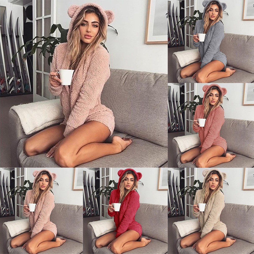 Bộ Đồ Ngủ Áo Liền Quần Bằng Vải Bông Mềm Mại Giữ Ấm Mùa Đông Dành Cho Bạn Nữ MM0411