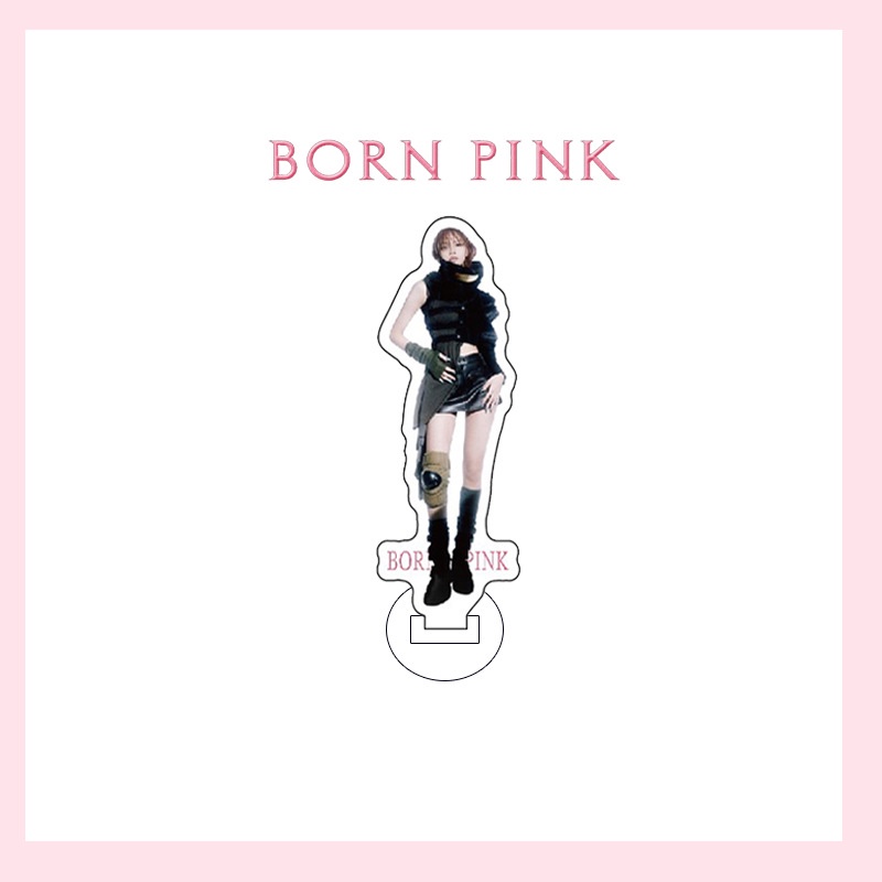 Bảng Hiệu Bằng Acrylic Màu Đen Hồng Kèm Giá Đỡ In Chữ Blackpink BORN Pink Album JENNIE LISA ROSE JISOO