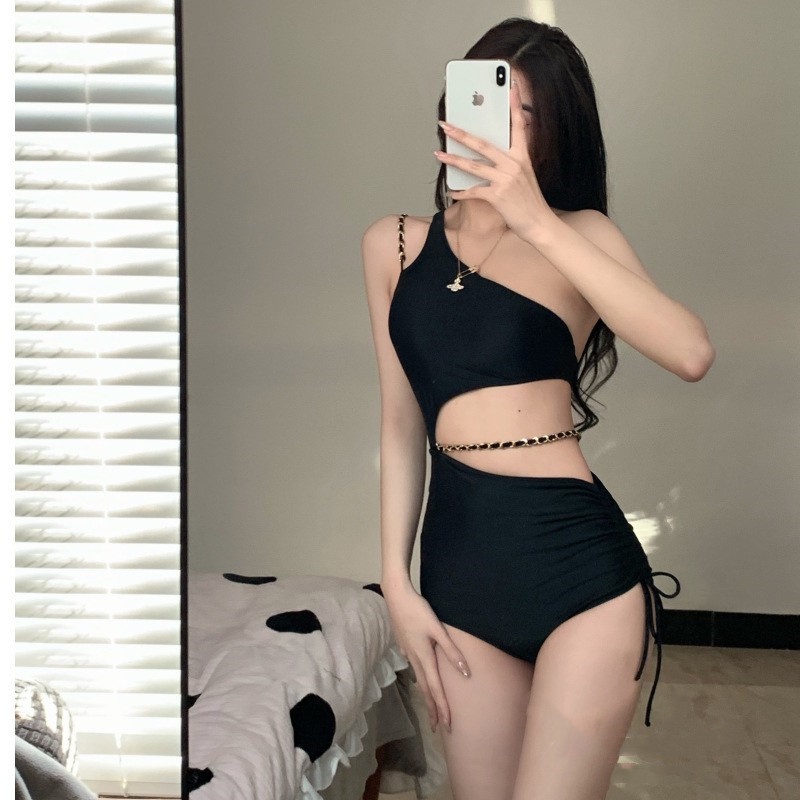 Một mảnh áo tắm đen bãi biển đệm sexy thời trang XLYZB029