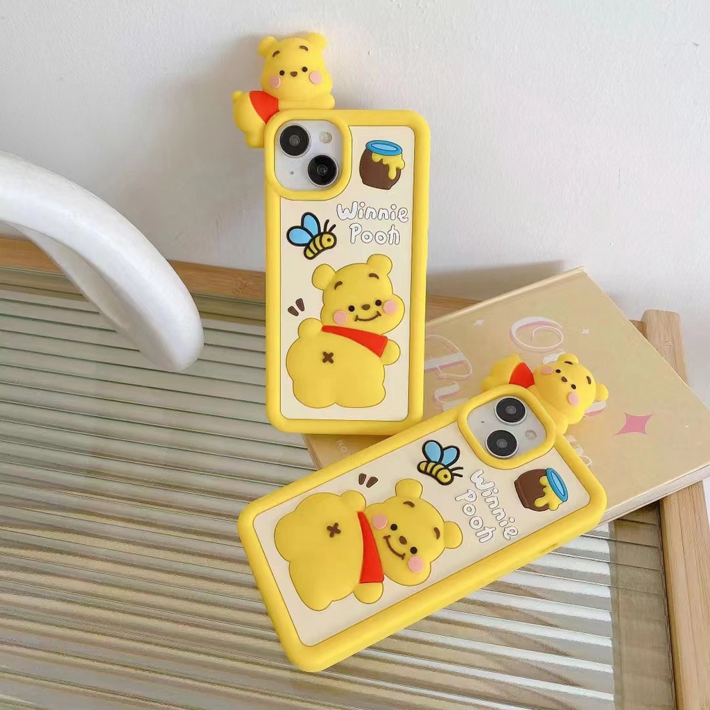 Ốp Điện Thoại Silicon Họa Tiết Winnie Pooh 3D Dành Cho iPhone 14 13 12 11 Pro MAX XR X / XS 14 Plus