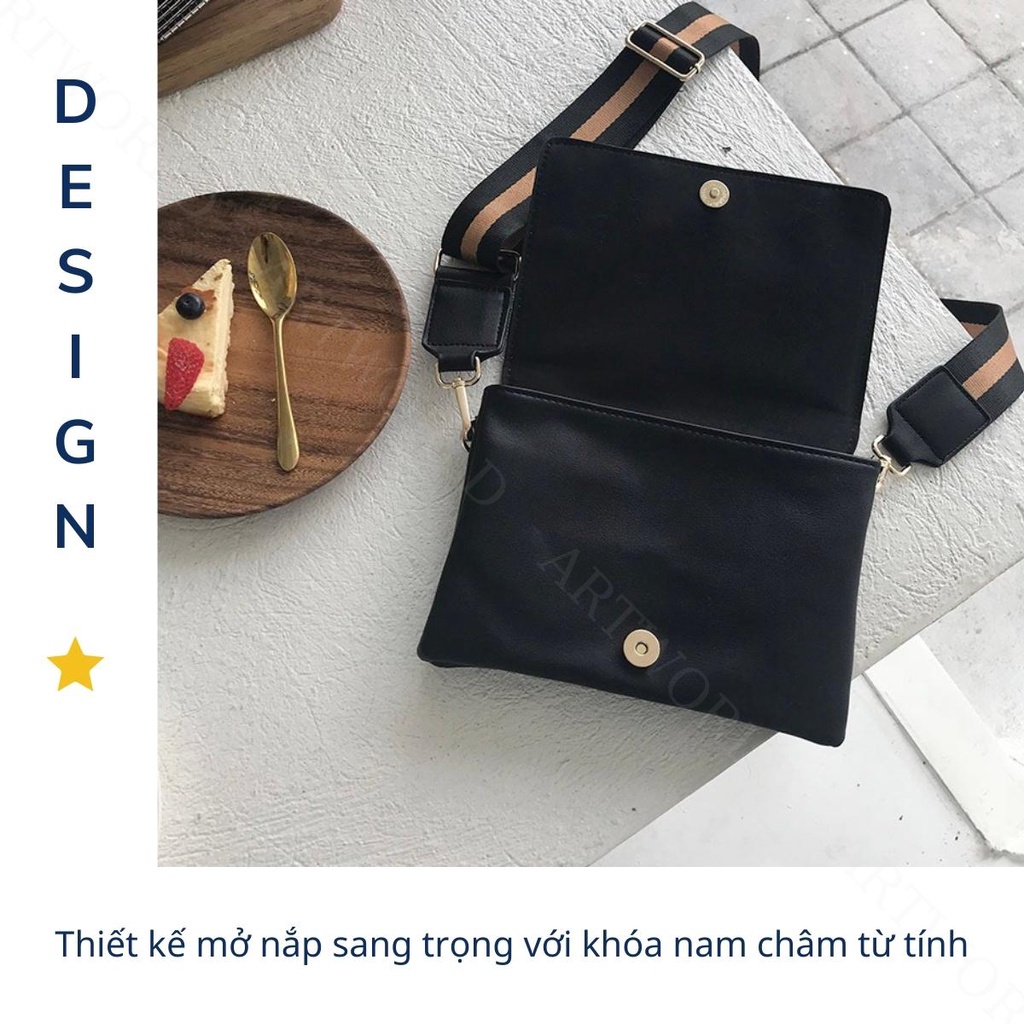 Túi đeo chéo đeo vai nam nữ da pu cao cấp chống nước hình vuông phong cách retro hàn quốc trẻ trung Bomo