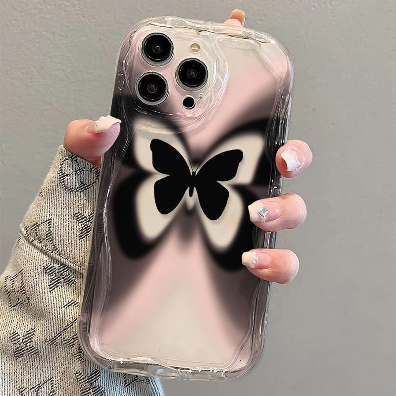 ✅Ốp Điện Thoại Mềm Chống Sốc Họa Tiết Bướm Màu Đen iPhone14 13promax 12 11 7 8plus xrs 14 13promax
