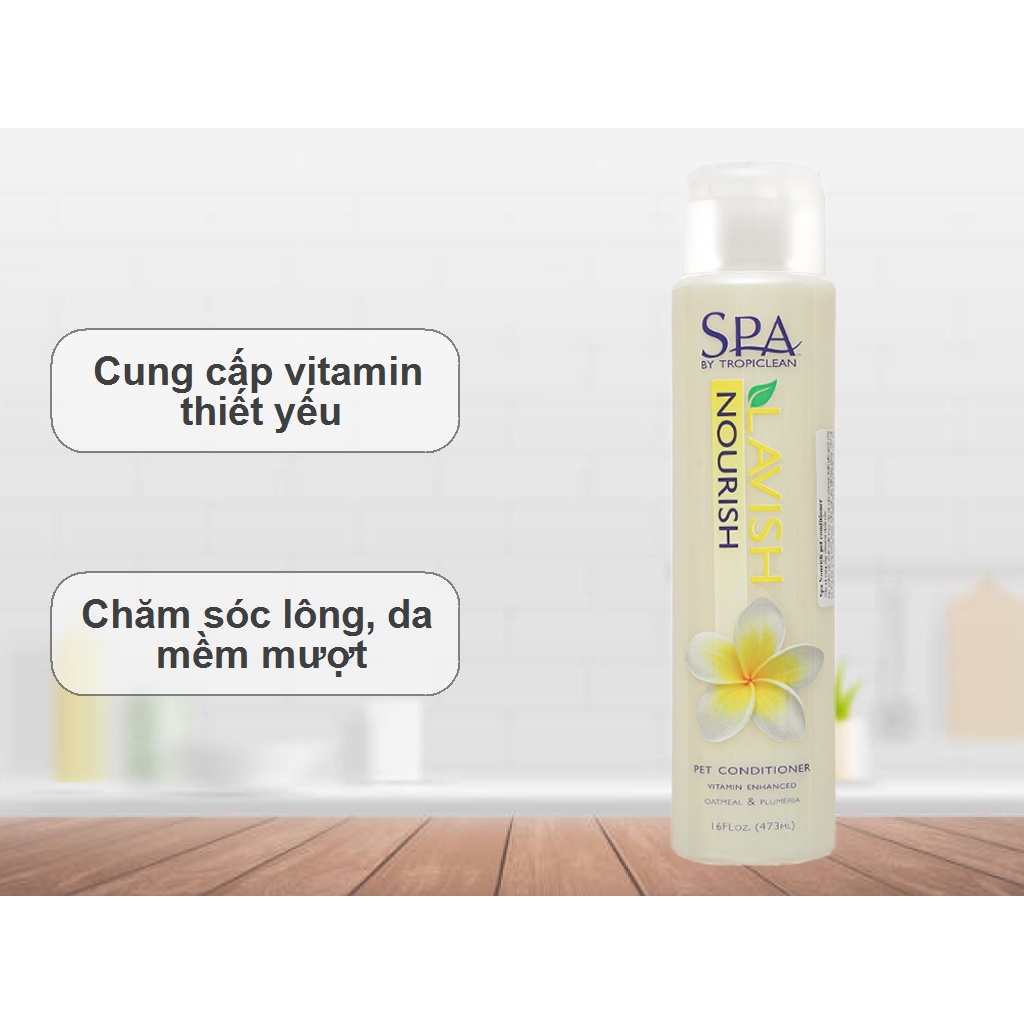 Dầu xả dưỡng lông cao cấp chuẩn SPA bung lông, phồng lông, mượt lông Cho Chó Mèo Hương Hoa Sứ- Spa by Tropiclean