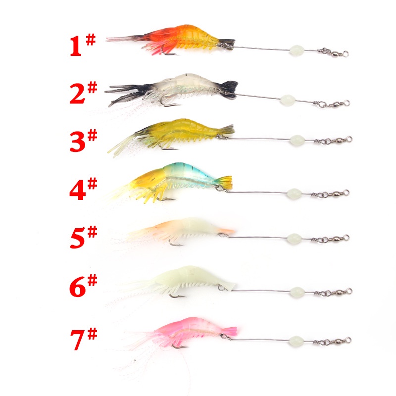 Mồi Câu Cá Giả Hình Tôm Dạ Quang Bằng Silicone Kèm Móc Câu