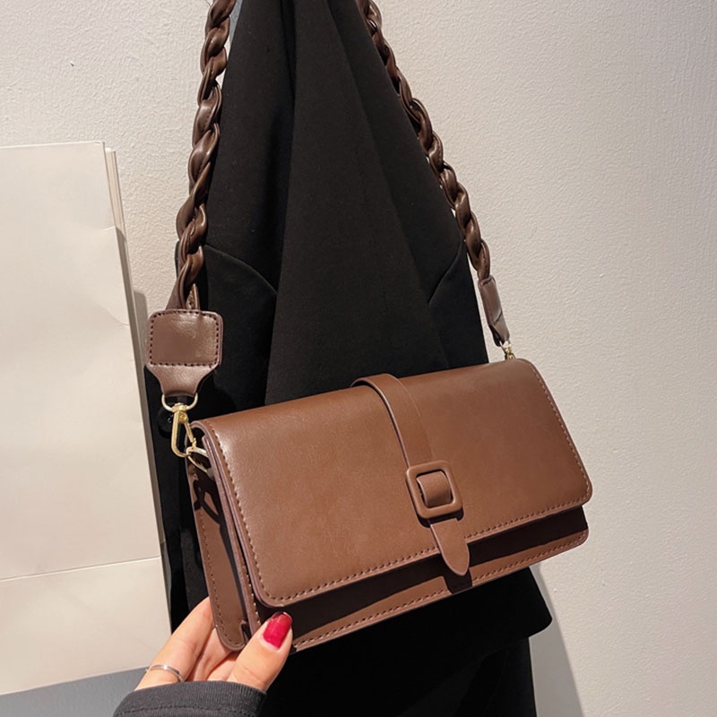 Mischa Túi Đeo Vai Hình Vuông Cỡ Nhỏ Bằng Da PU Màu Trơn Phong Cách retro Thời Trang Cao Cấp Dễ Phối Đồ