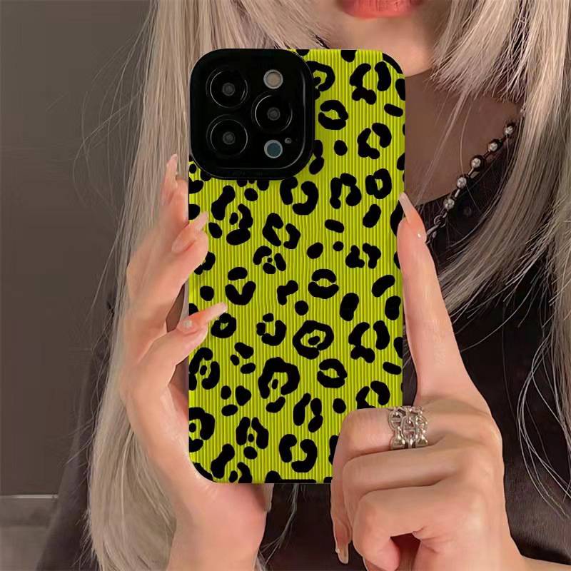 Ốp Điện Thoại Mềm Họa Tiết Da Báo Màu Xanh Lá Huỳnh Quang Cho IPhone 6S 7 Plus 8 Plus X XS XR XS Max 11 13 12 14 PRO Max 14 Plus 12 13