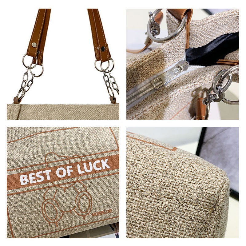 Mischa Túi Xách Đeo Vai Sức Chứa Lớn In Họa Tiết Đơn Giản Thời Trang Hàn Quốc