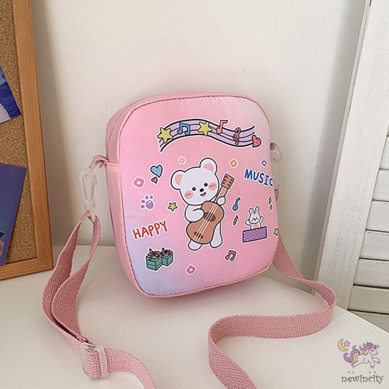 Túi Đeo Chéo Vải Canvas In Họa Tiết Gấu Hoạt Hình Trọng Lượng Nhẹ Phong Cách Hàn Quốc Thời Trang Mùa Hè Cho